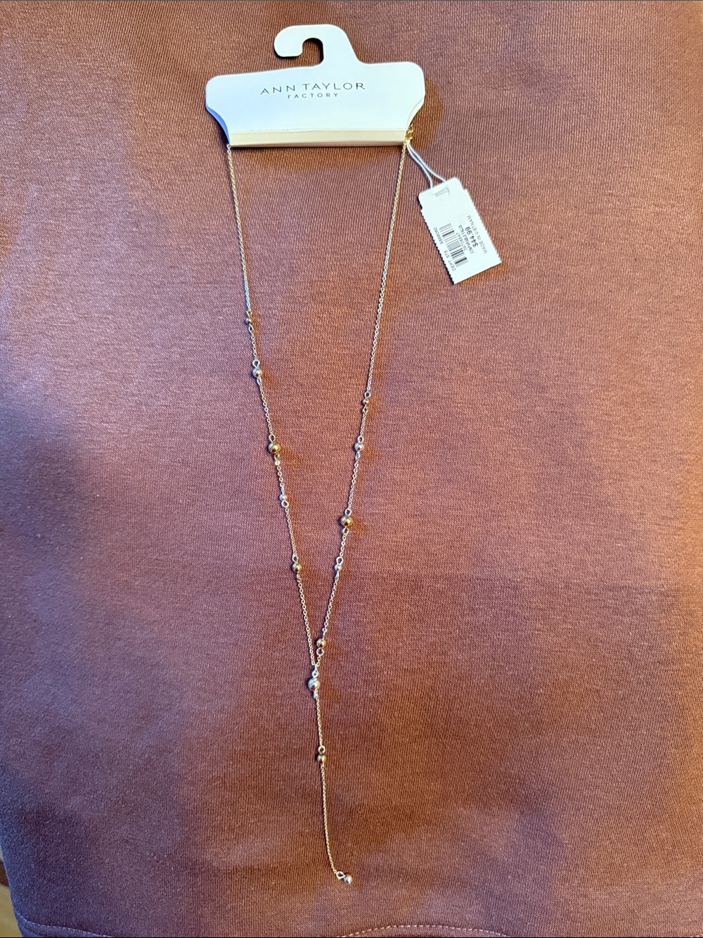 Ann Taylor Factory Gold and Silver Beaded Y-Necklace